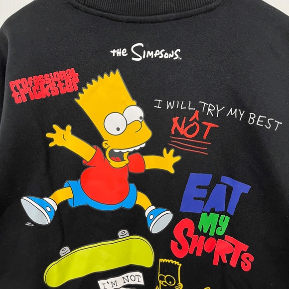NWOT Bart Simpson Embroidered Front Go Big or Go Home Sweatshirt Men's Large - Picture 5 of 11